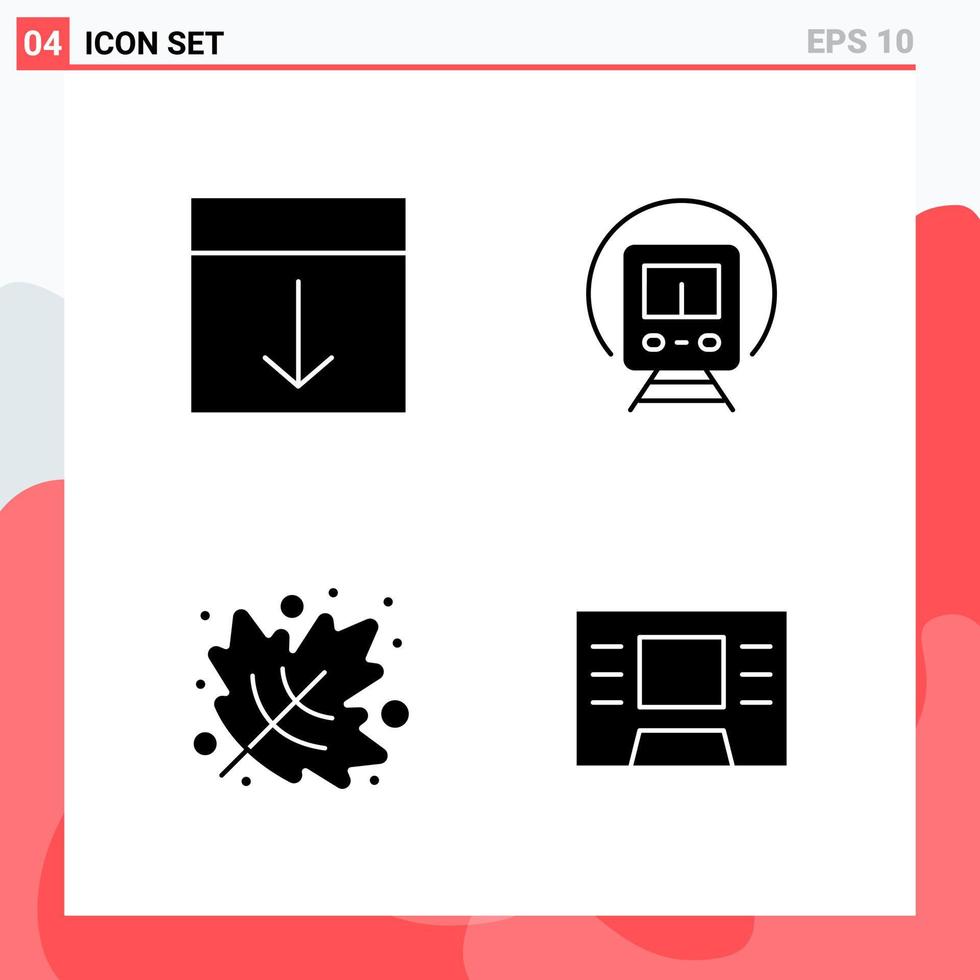 Collection of 4 Vector Icons in solid style Modern Glyph Symbols for Web and Mobile Solid Icon Sign Isolated on White Background 4 Icons