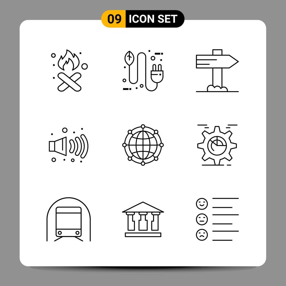 9 Black Icon Pack Outline Symbols Signs for Responsive designs on white background 9 Icons Set vector