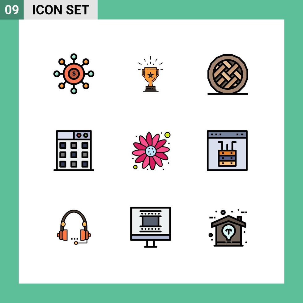 Set of 9 Modern UI Icons Symbols Signs for business pie business dessert baking Editable Vector Design Elements