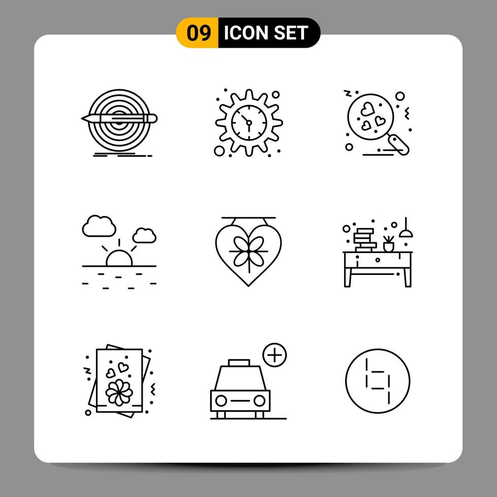 9 Black Icon Pack Outline Symbols Signs for Responsive designs on white background 9 Icons Set vector