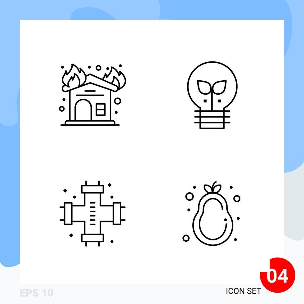 Modern Pack of 4 Icons Line Outline Symbols isolated on White Backgound for Website designing vector