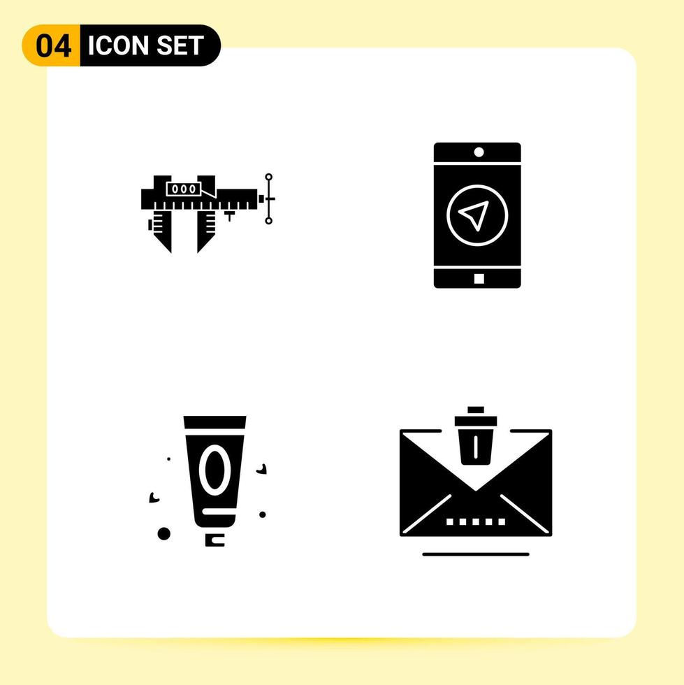 4 Creative Icons for Modern website design and responsive mobile apps 4 Glyph Symbols Signs on White Background 4 Icon Pack vector