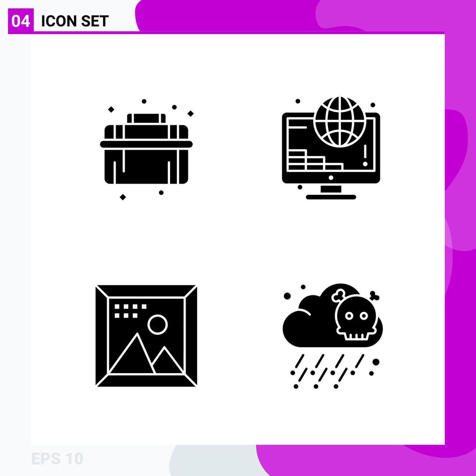 Solid Icon set Pack of 4 Glyph Icons isolated on White Background for Web Print and Mobile vector