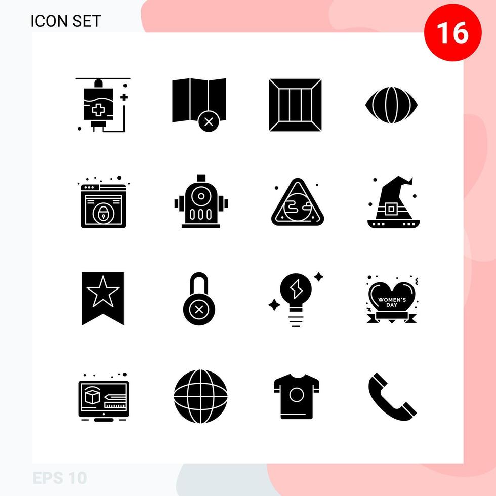 paquete de vectores de 16 iconos en un paquete de glifos creativos de estilo sólido aislado en fondo blanco para web y móvil