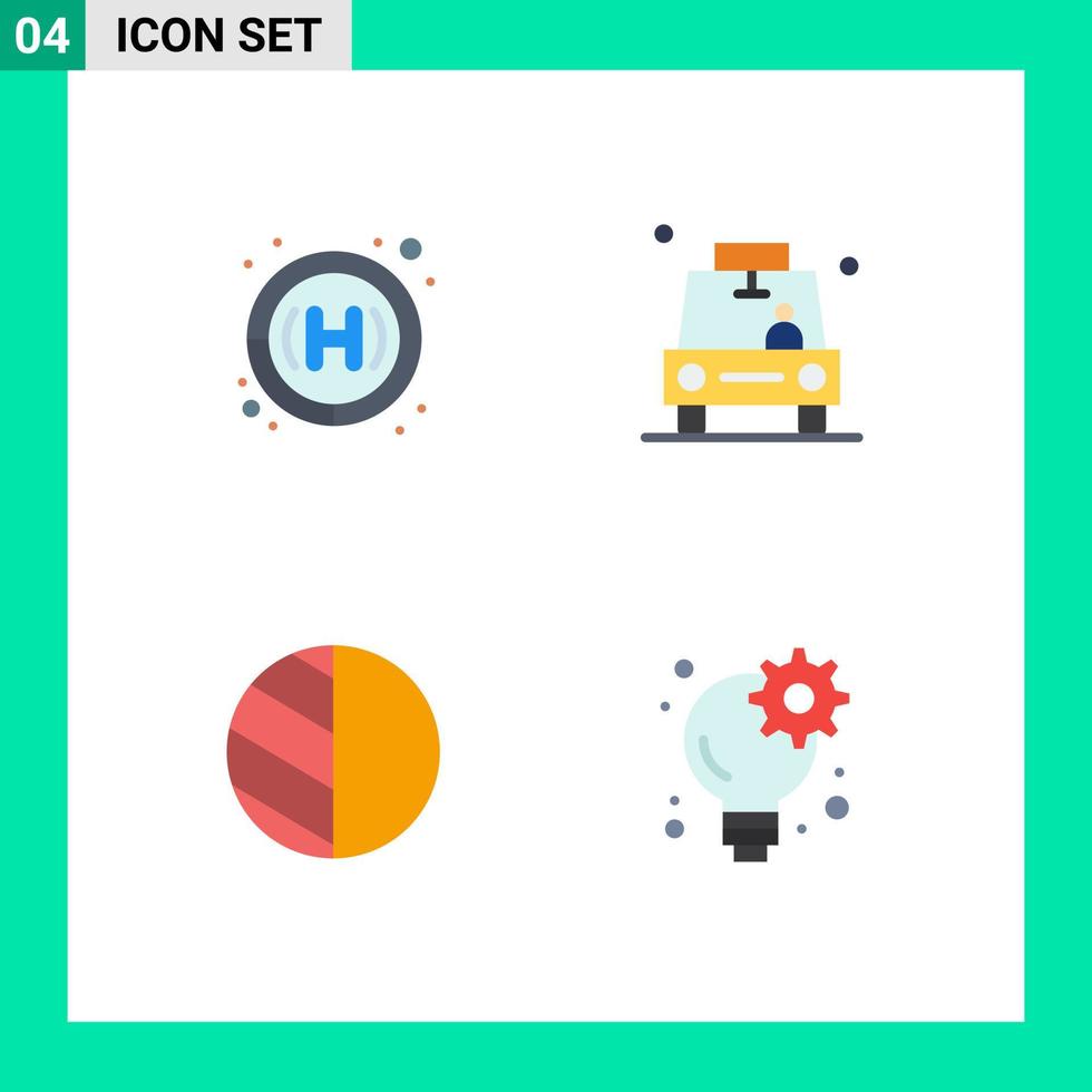 Mobile Interface Flat Icon Set of 4 Pictograms of clinic photo car pin brainstorm Editable Vector Design Elements