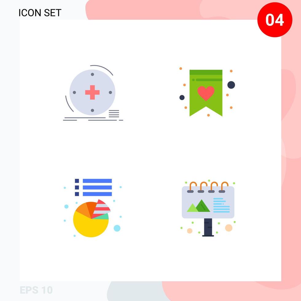 conjunto de pictogramas de 4 iconos planos simples de la lista de compras de atención médica de pastel clínico y elementos de diseño de vectores editables