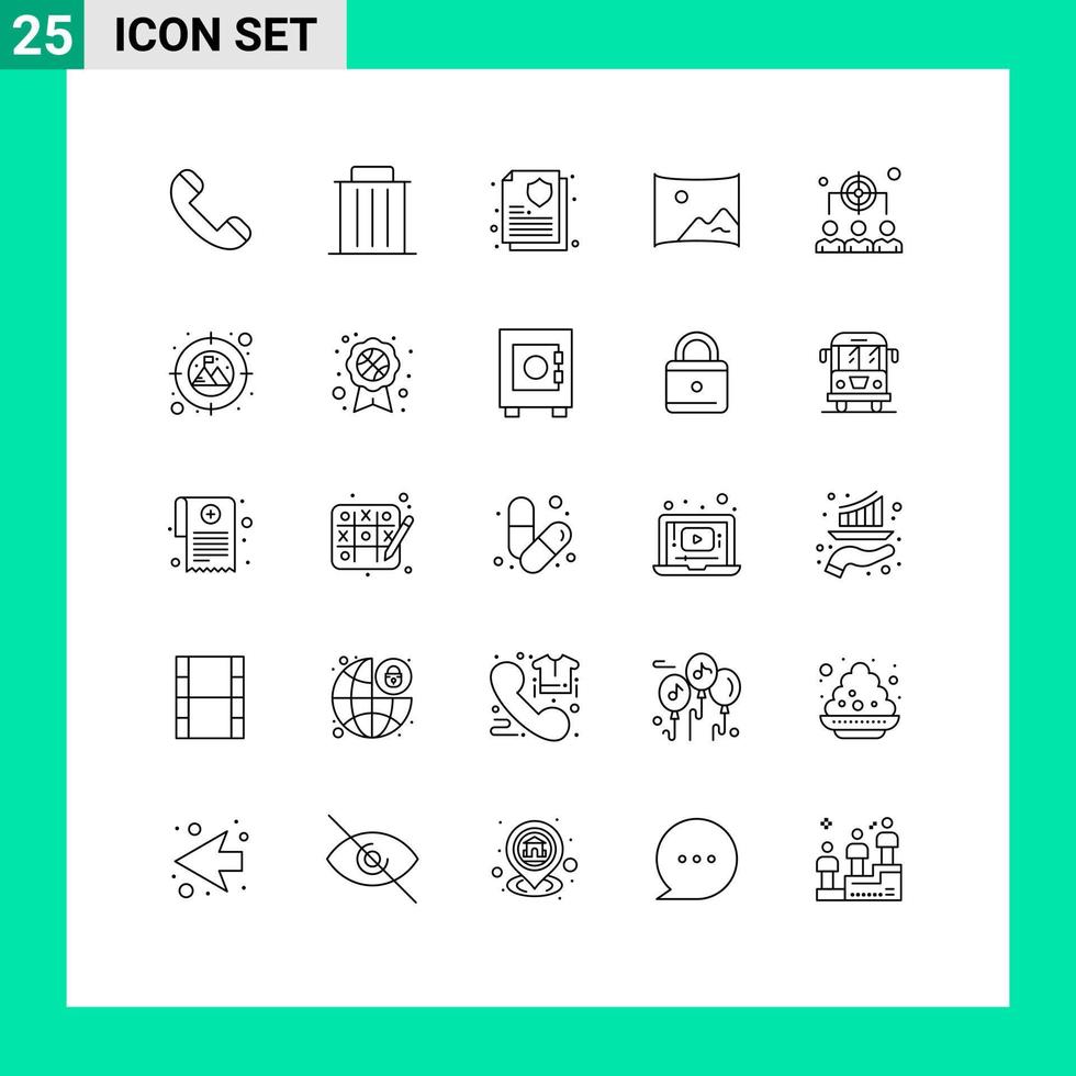 Modern Set of 25 Lines and symbols such as human panorama trash film cinema Editable Vector Design Elements