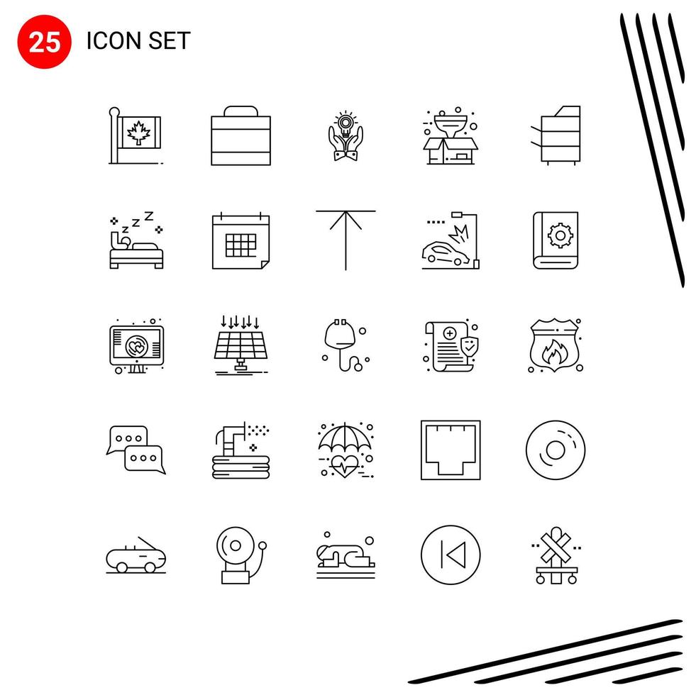 paquete de iconos de vector de stock de 25 signos y símbolos de línea para elementos de diseño de vector editables de idea de caja de solución de paquete de filtro