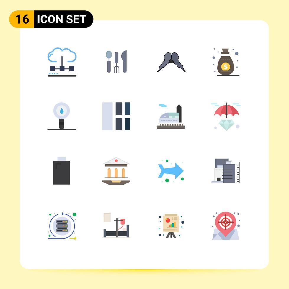 Pictogram Set of 16 Simple Flat Colors of sponsor marketing travel income male Editable Pack of Creative Vector Design Elements