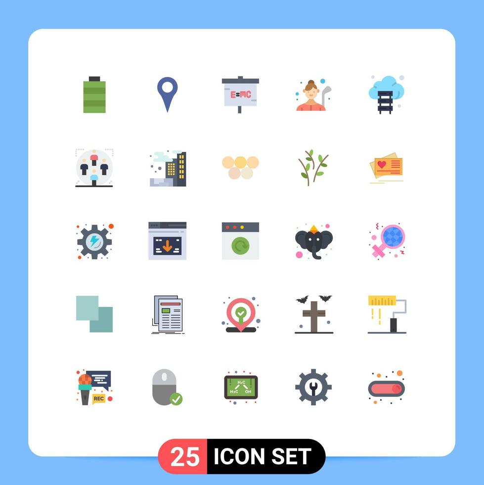 Group of 25 Modern Flat Colors Set for cloud golfer experiment golf player female golf Editable Vector Design Elements