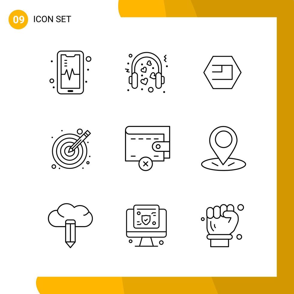 9 Icon Set Line Style Icon Pack Outline Symbols isolated on White Backgound for Responsive Website Designing vector
