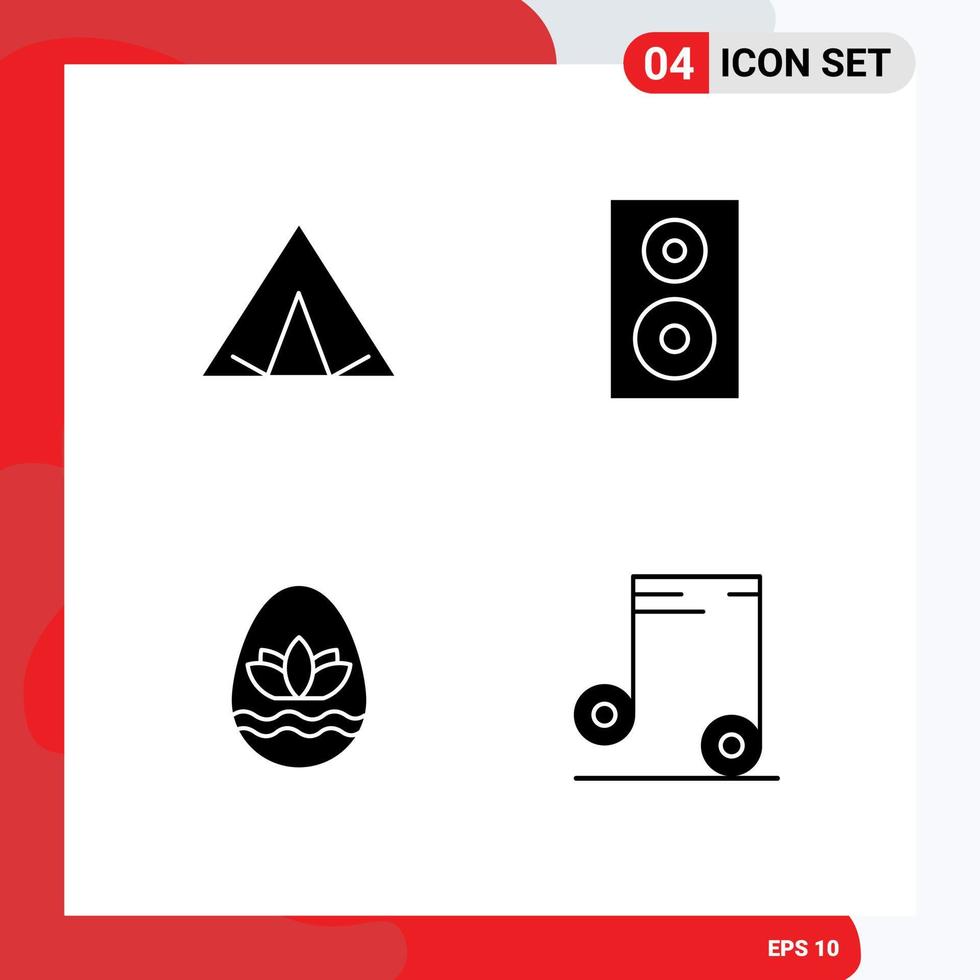 4 User Interface Solid Glyph Pack of modern Signs and Symbols of camp easter egg spring products holiday Editable Vector Design Elements