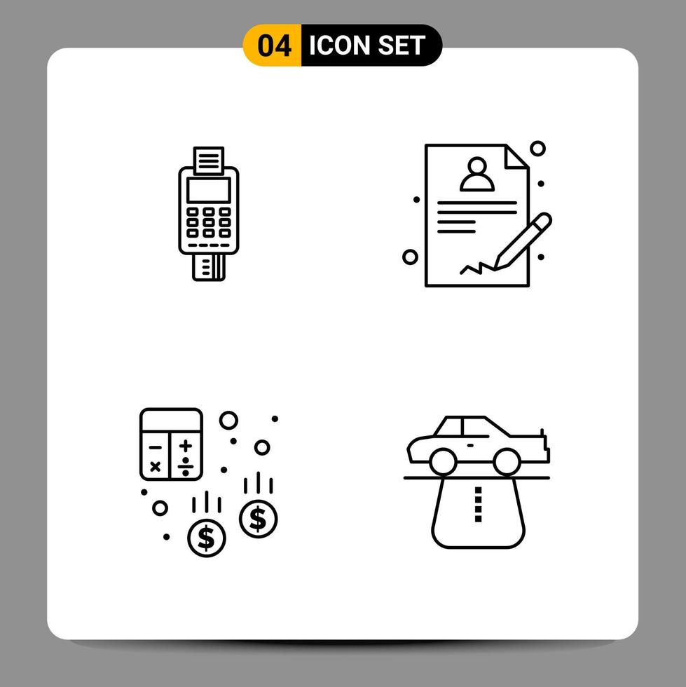 Paquete de 4 iconos negros símbolos de contorno signos para diseños receptivos sobre fondo blanco 4 iconos establecidos vector