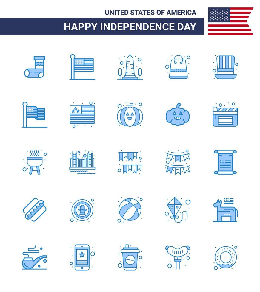 feliz día de la independencia paquete de estados unidos de 25 paquetes creativos de blues of day hito dinero washington editable día de estados unidos elementos de diseño vectorial vector