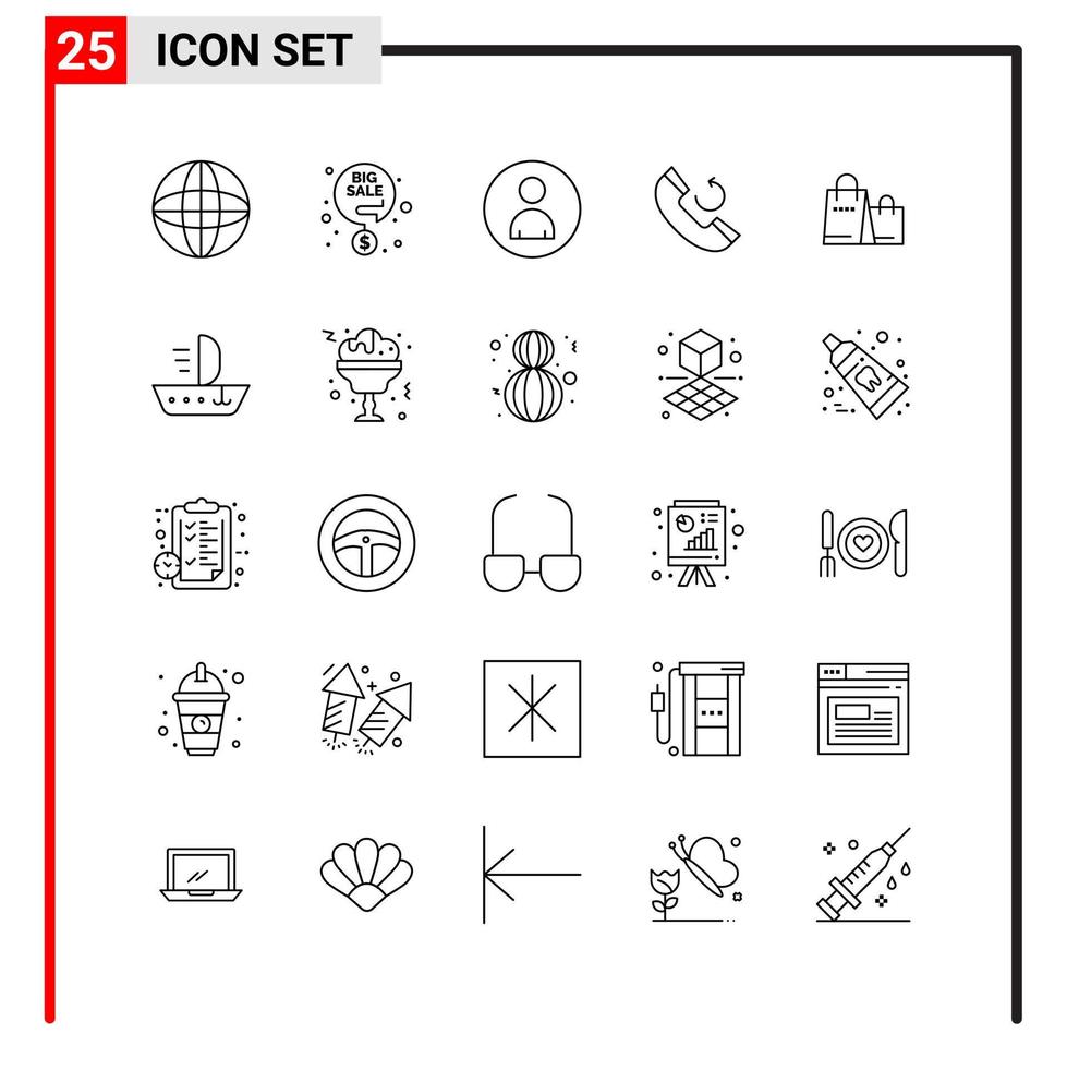 25 General Icons for website design print and mobile apps 25 Outline Symbols Signs Isolated on White Background 25 Icon Pack vector