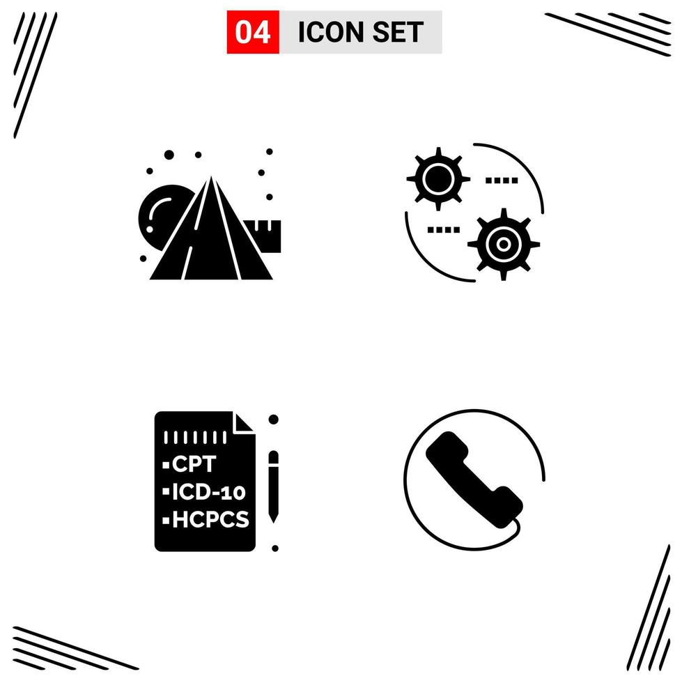 4 Icons Solid Style Grid Based Creative Glyph Symbols for Website Design Simple Solid Icon Signs Isolated on White Background 4 Icon Set vector