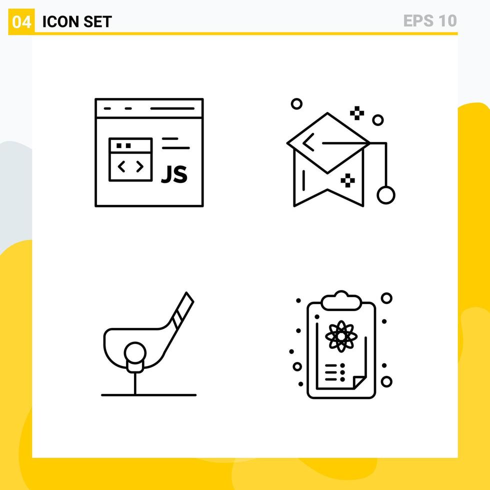 Collection of 4 Universal Line Icons Icon Set for Web and Mobile vector