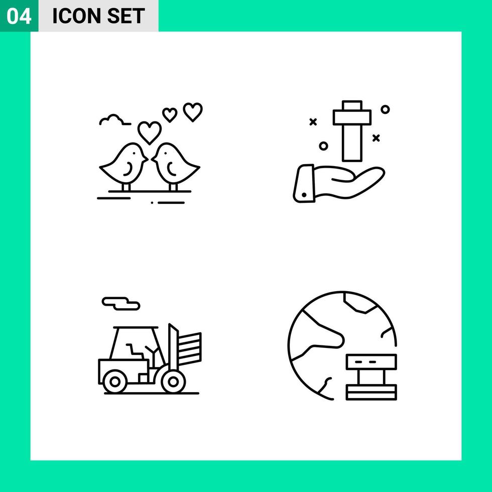 Pack of 4 Line Style Icon Set Outline Symbols for print Creative Signs Isolated on White Background 4 Icon Set vector