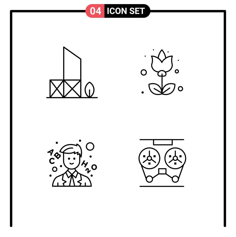4 Universal Line Signs Symbols of baywatch learn rescue flora teacher Editable Vector Design Elements