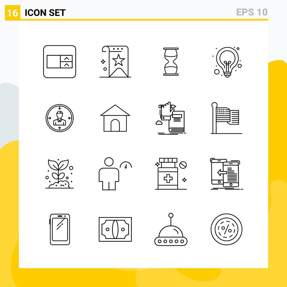 Collection of 16 Universal Line Icons Icon Set for Web and Mobile vector