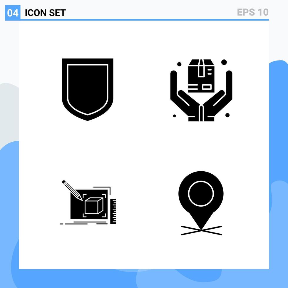 moderno 4 iconos de estilo sólido símbolos de glifo para uso general signo de icono sólido creativo aislado sobre fondo blanco paquete de 4 iconos vector