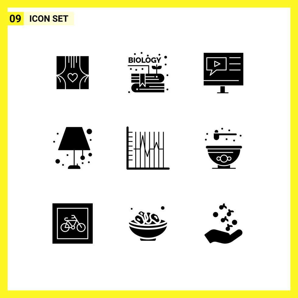 Solid Glyph Pack of 9 Universal Symbols of lighting home lamp knowledge floor tutorial Editable Vector Design Elements