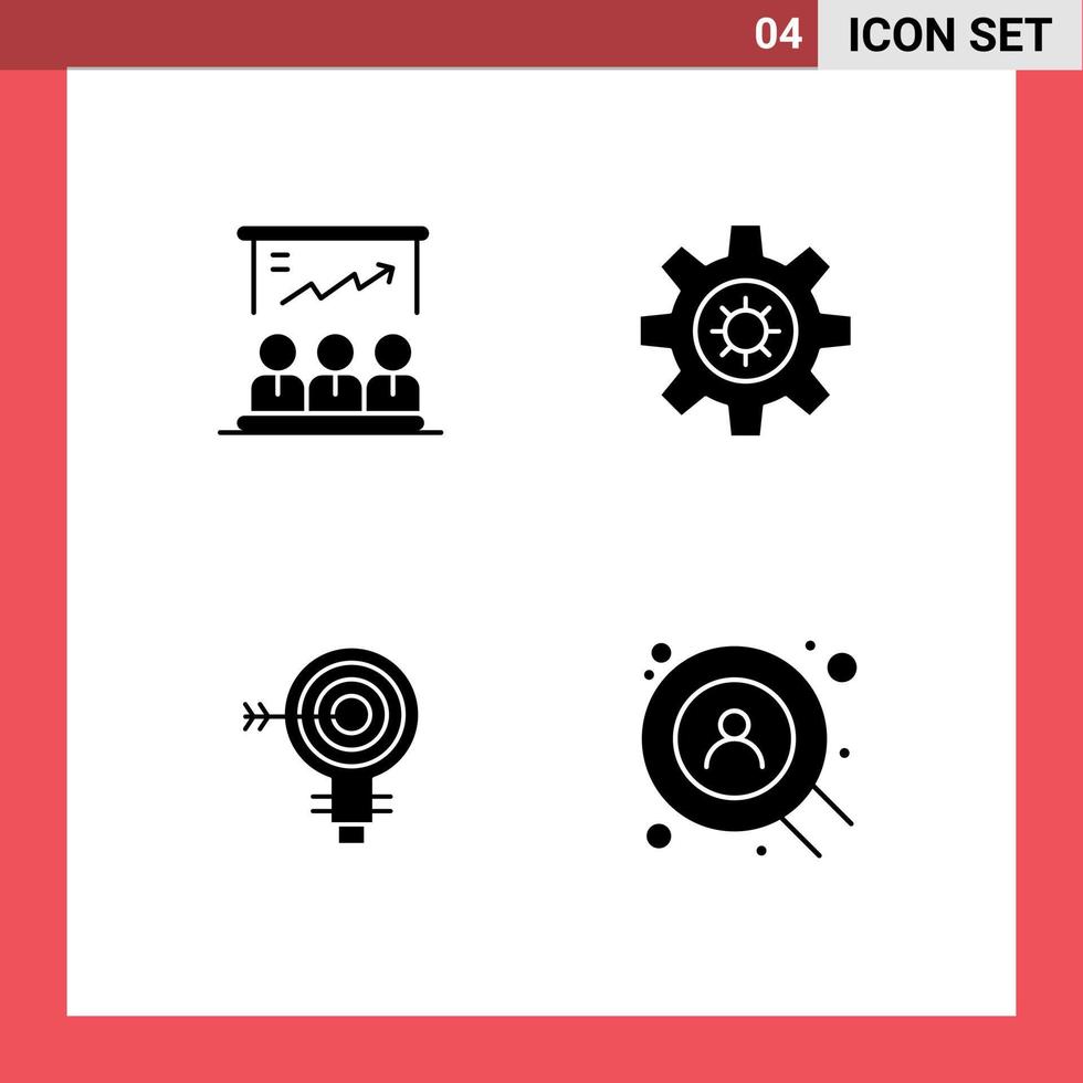 User Interface Pack of Basic Solid Glyphs of presentation darts team setting solution Editable Vector Design Elements