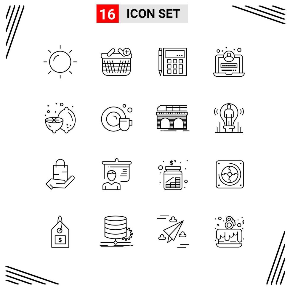 16 Icons Line Style Grid Based Creative Outline Symbols for Website Design Simple Line Icon Signs Isolated on White Background 16 Icon Set vector