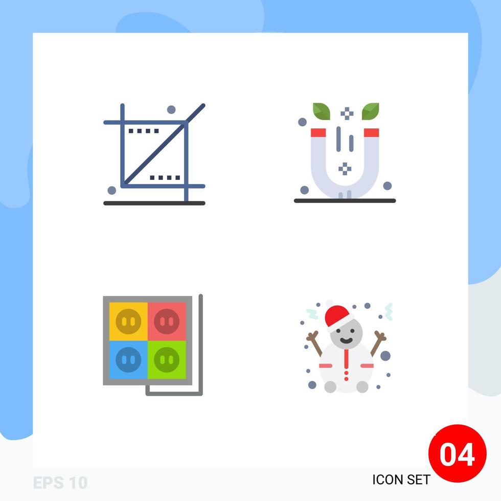 conjunto moderno de 4 iconos planos pictograma de herramienta de construcción de cultivos enchufe de física elementos de diseño vectorial editables vector