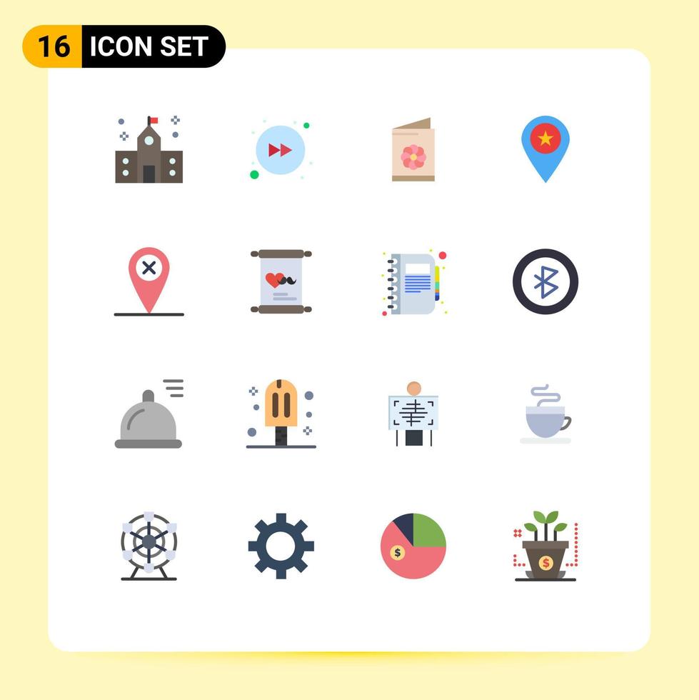 Modern Set of 16 Flat Colors and symbols such as map marker business card map star Editable Pack of Creative Vector Design Elements