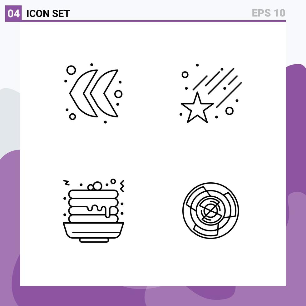 Universal Icon Symbols Group of 4 Modern Filledline Flat Colors of arrow sweet falling pancake business Editable Vector Design Elements