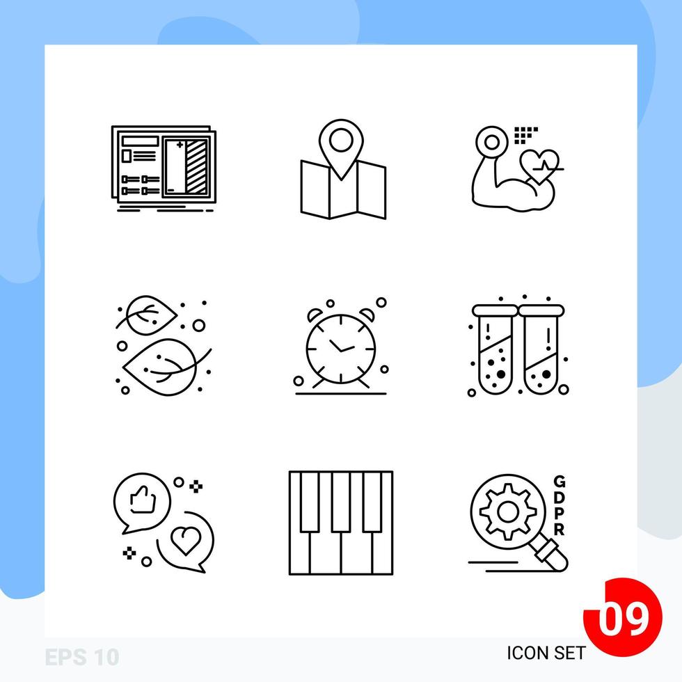 Modern Pack of 9 Icons Line Outline Symbols isolated on White Backgound for Website designing vector