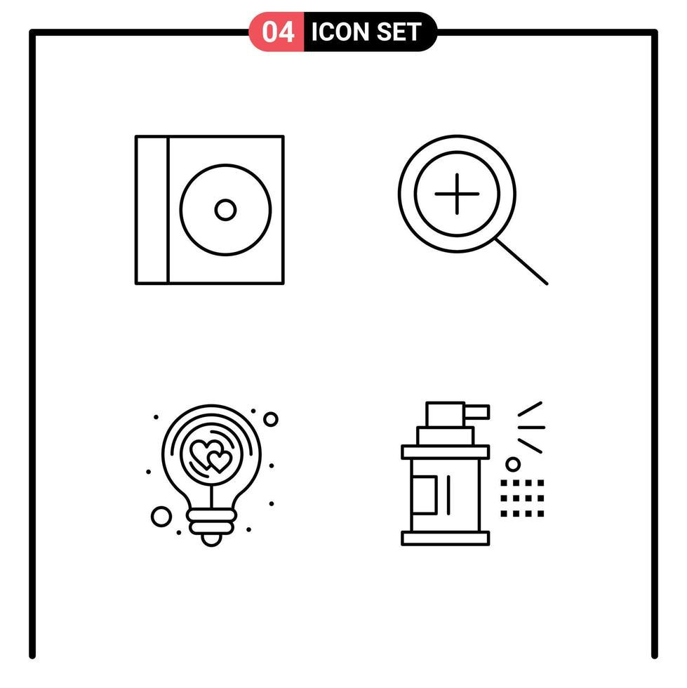 Stock Vector Icon Pack of 4 Line Signs and Symbols for case light in energy car Editable Vector Design Elements