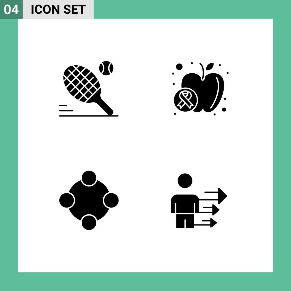 Set of Vector Solid Glyphs on Grid for tennis baby toy sport wellness rattle Editable Vector Design Elements