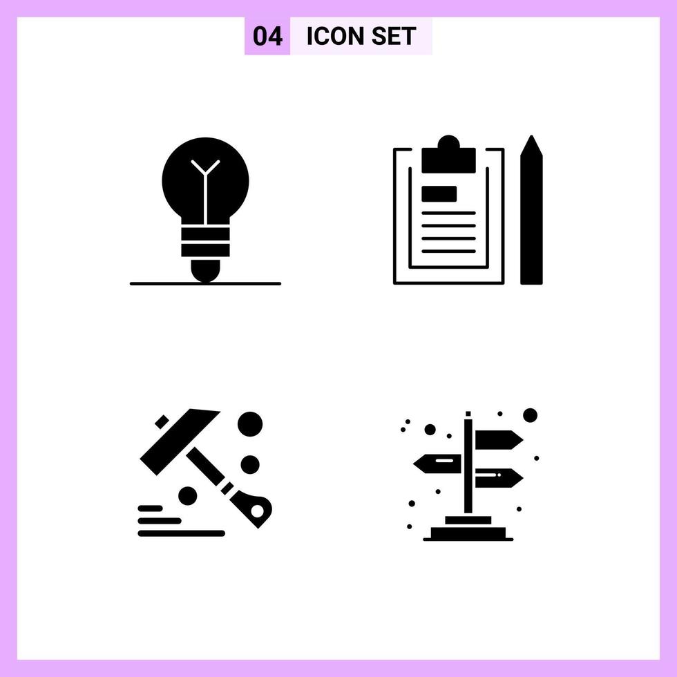 4 Icons in Solid Style Glyph Symbols on White Background Creative Vector Signs for Web mobile and Print