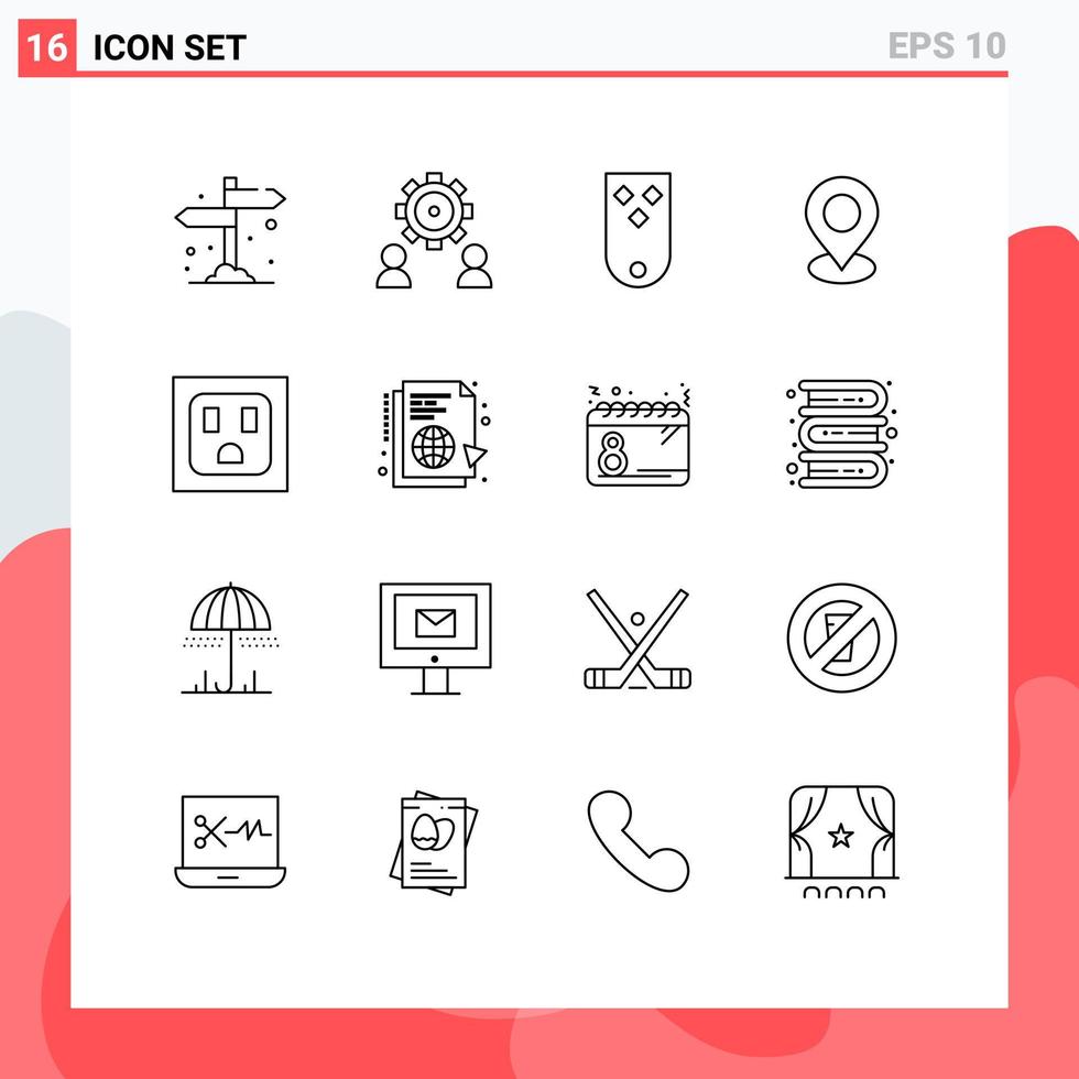 16 Thematic Vector Outlines and Editable Symbols of pin map user location rank Editable Vector Design Elements