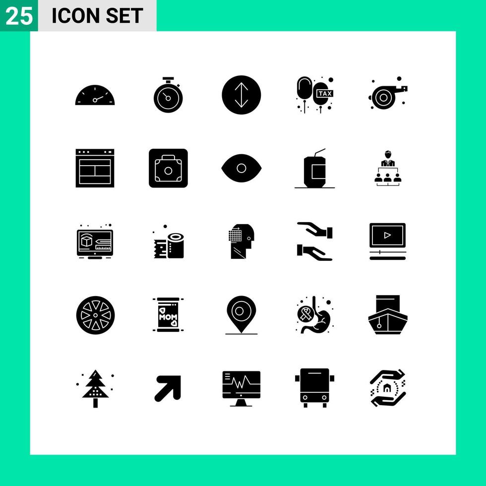 Pictogram Set of 25 Simple Solid Glyphs of design sport expand coach payable Editable Vector Design Elements