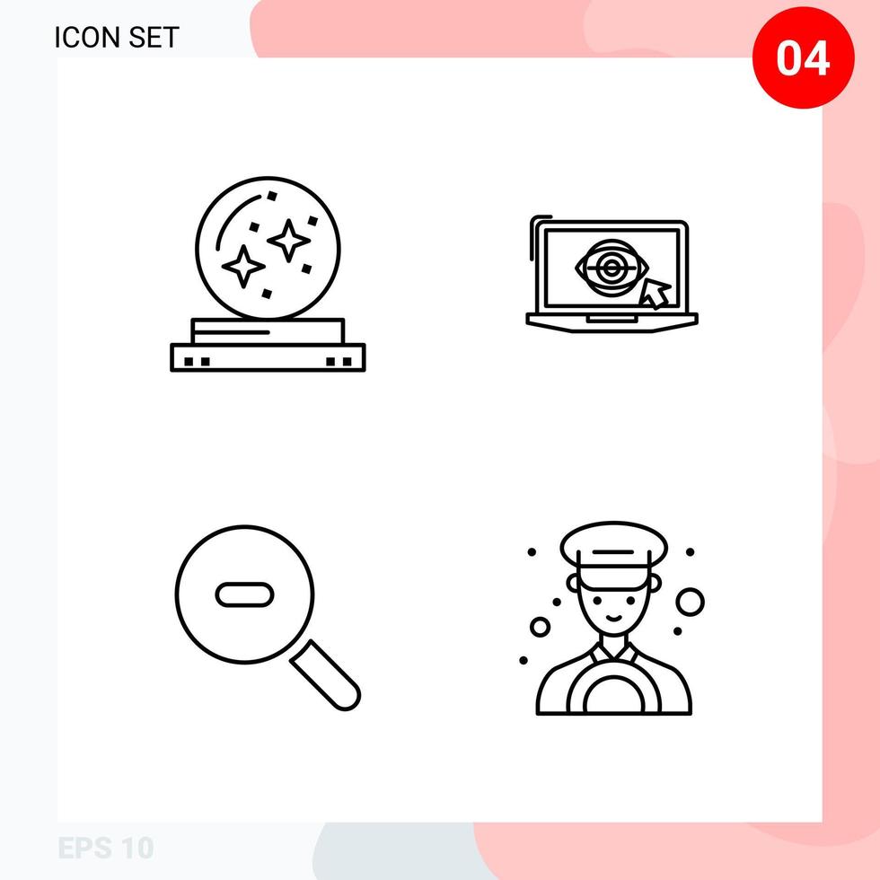 Vector Pack of 4 Icons in Line Style Creative Outline Pack isolated on White Background for Web and Mobile