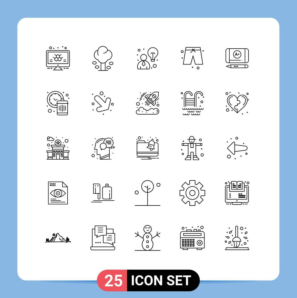 25 Creative Icons Modern Signs and Symbols of education best grade tree cloths beach Editable Vector Design Elements