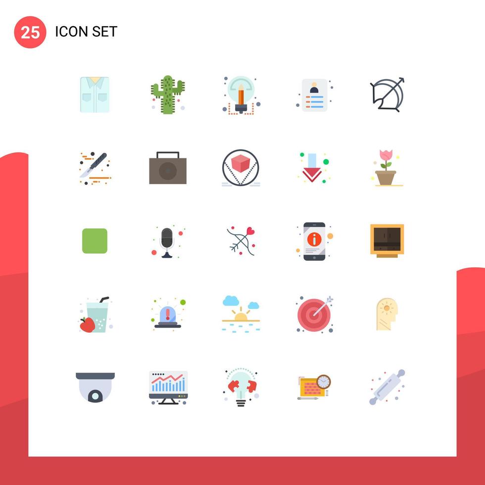 Group of 25 Modern Flat Colors Set for point arrow ideas archery card Editable Vector Design Elements