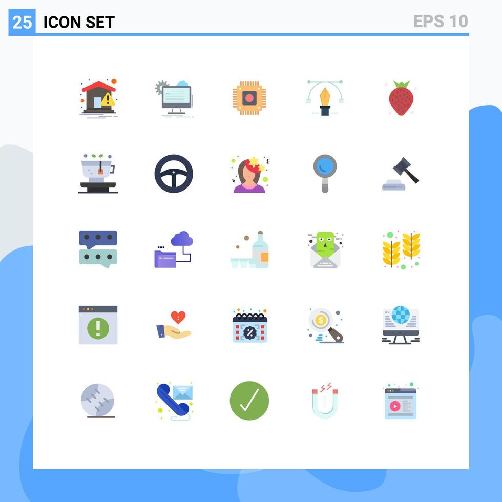 grupo de 25 colores planos modernos establecidos para elementos de diseño vectorial editables de lápiz de actualización de texto de fresa vector