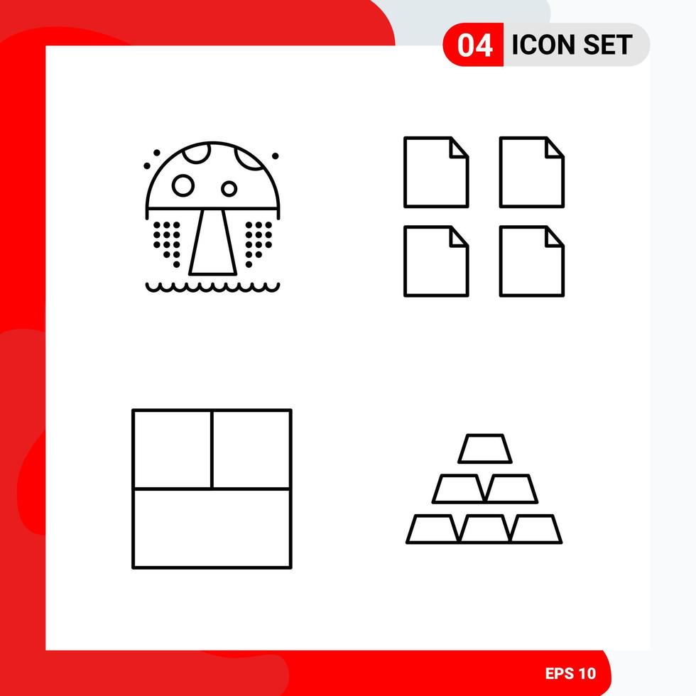 Creative Set of 4 Universal Outline Icons isolated on White Background vector