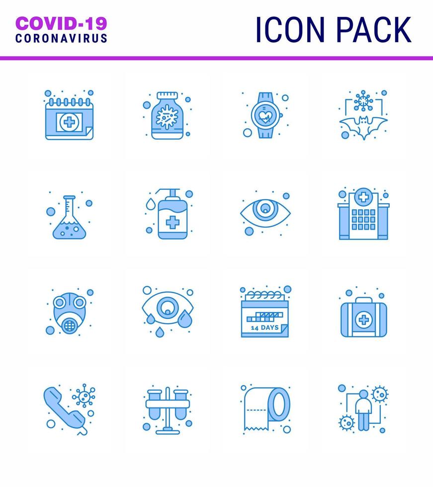Simple Set of Covid19 Protection Blue 25 icon pack icon included virus coronavirus beat carrier smart watch viral coronavirus 2019nov disease Vector Design Elements