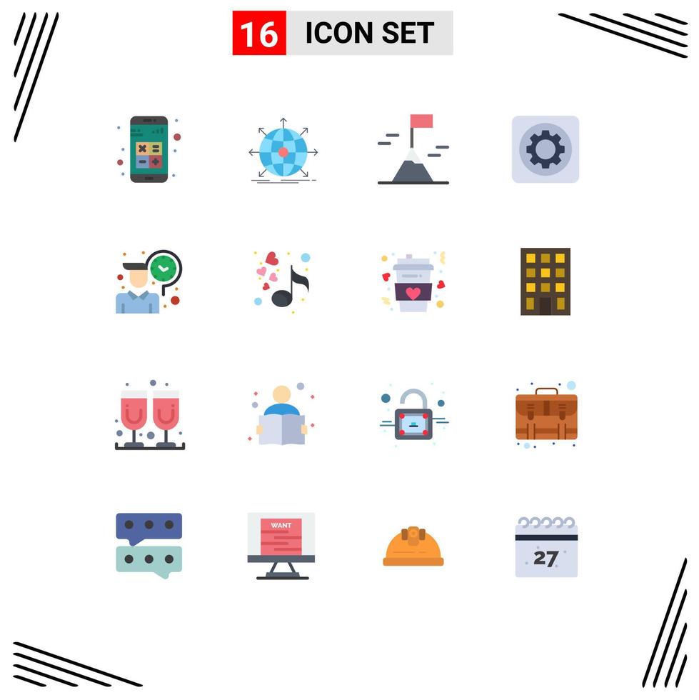 Modern Set of 16 Flat Colors and symbols such as tool option network mechanic nature Editable Pack of Creative Vector Design Elements