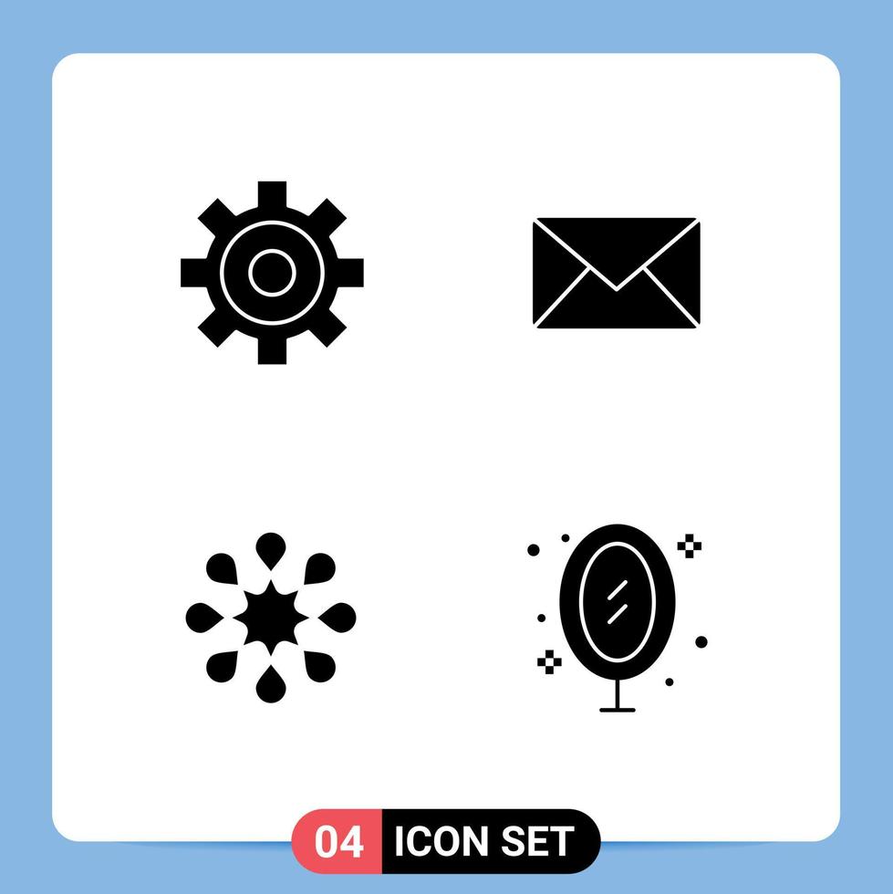 4 Creative Icons Modern Signs and Symbols of cogwheels image message health office Editable Vector Design Elements