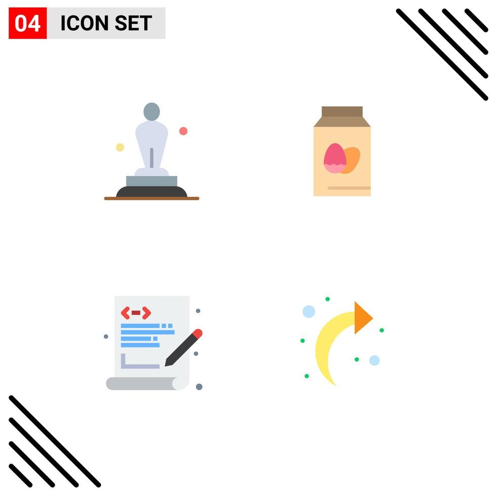 4 Universal Flat Icons Set for Web and Mobile Applications academy coding statue bottle programming Editable Vector Design Elements