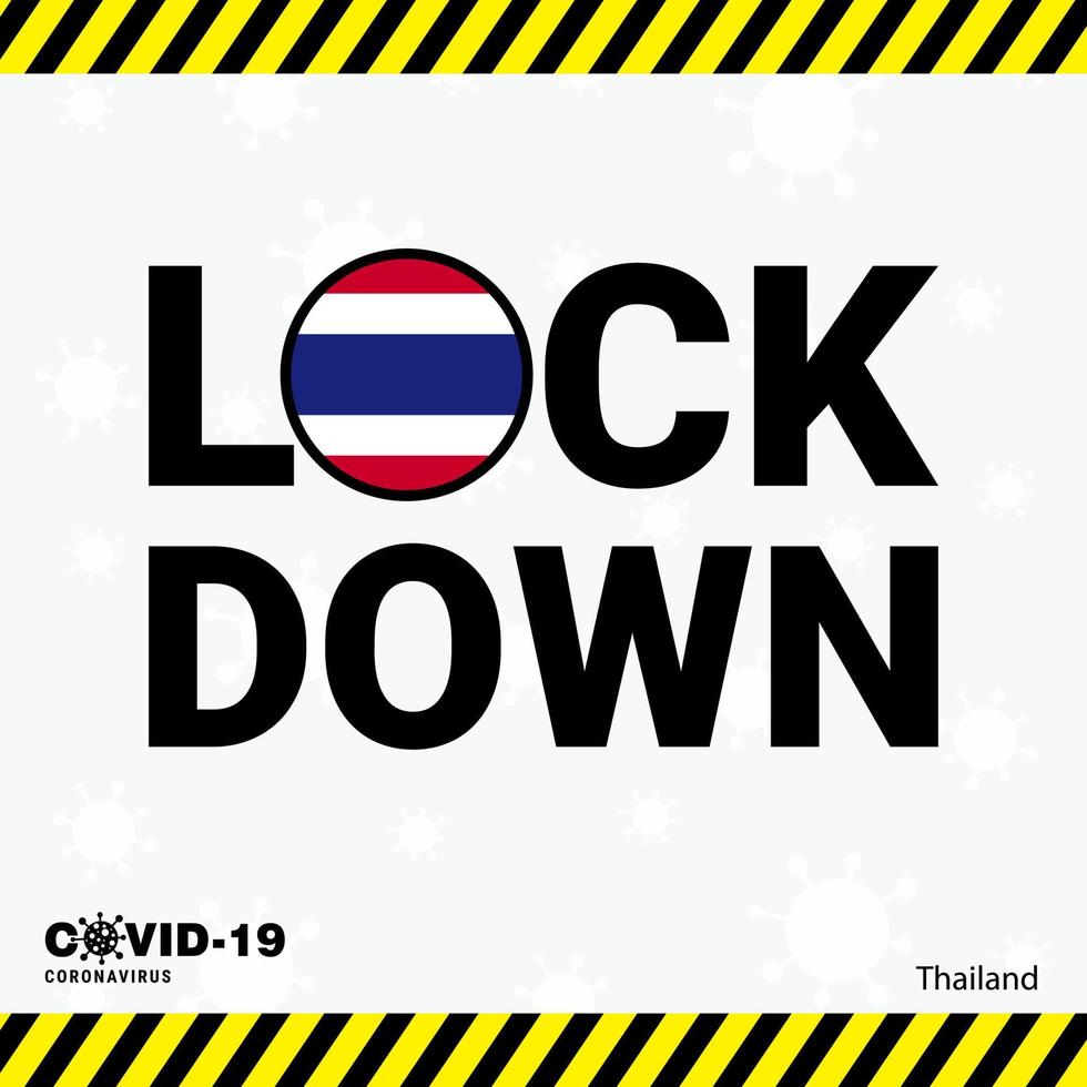 Coronavirus Thailand Lock DOwn Typography with country flag Coronavirus pandemic Lock Down Design vector