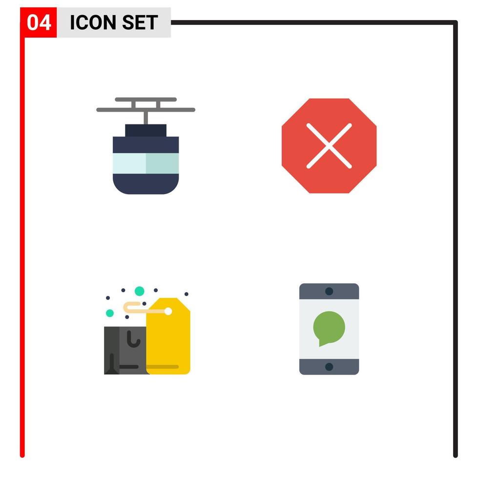 Pack of 4 Modern Flat Icons Signs and Symbols for Web Print Media such as tram gift vehicles denied present Editable Vector Design Elements