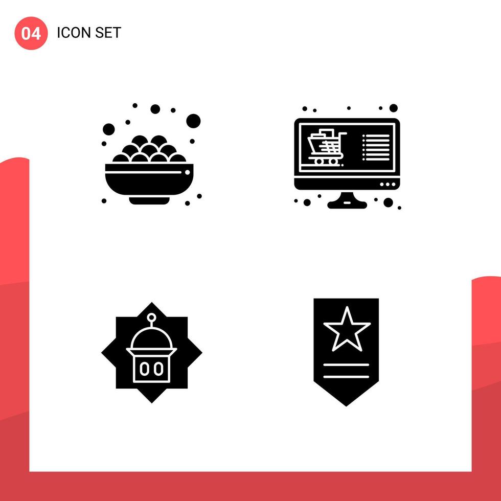 Pack of 4 Universal Glyph Icons for Print Media on White Background vector