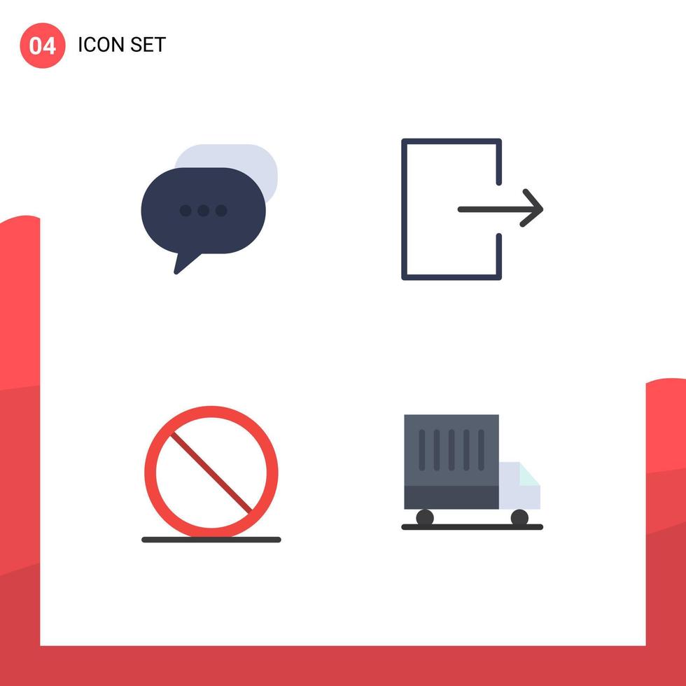 Flat Icon Pack of 4 Universal Symbols of chat remove bubble send delivery Editable Vector Design Elements